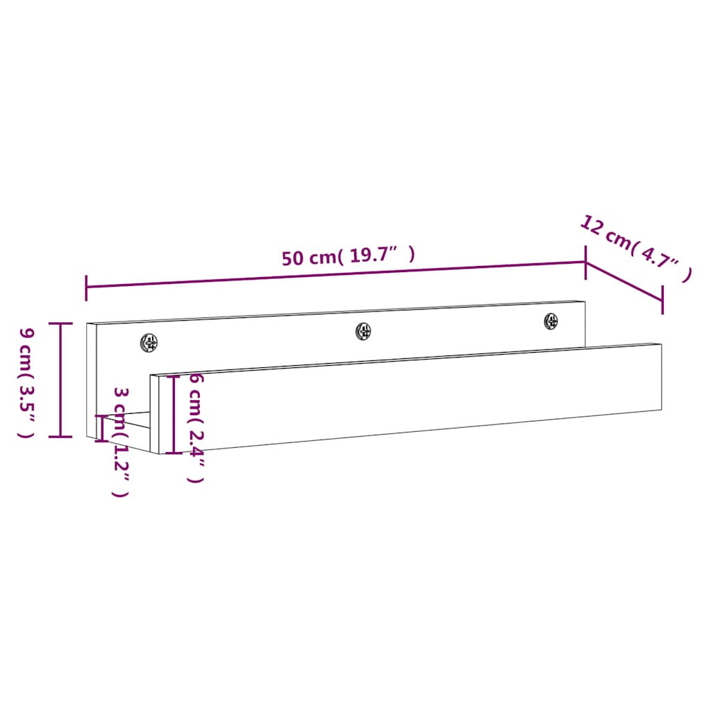 Wall Shelves 2 pcs White 50x12x9 cm Solid Wood Pine