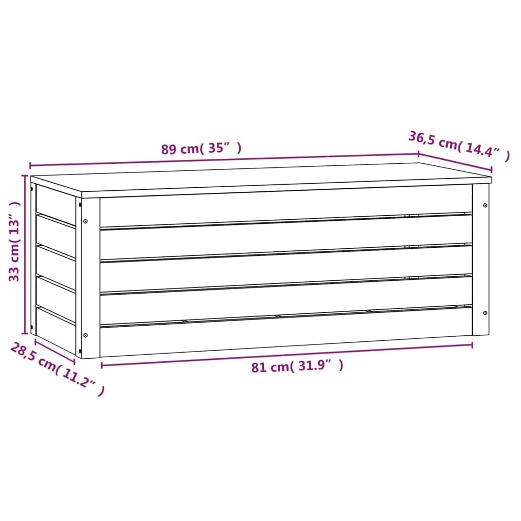 Storage Box 89x36,5x33 cm Solid Wood Pine