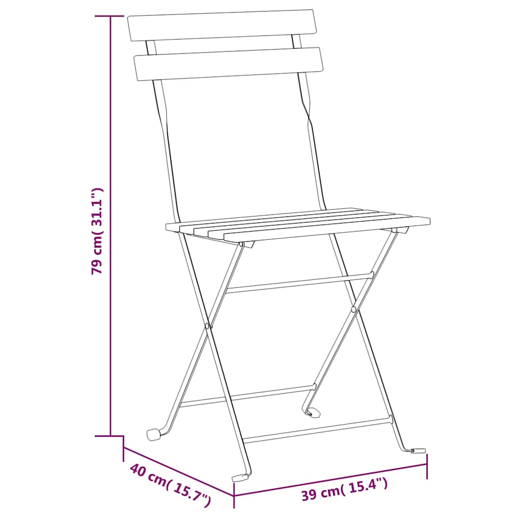 Folding Chairs 6 pcs Steel and Solid Wood Acacia