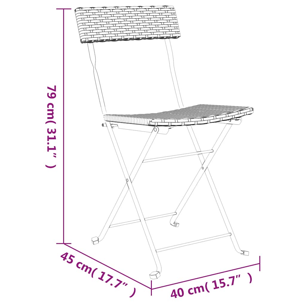 Folding Chairs 4 pcs Black Poly Rattan and Steel