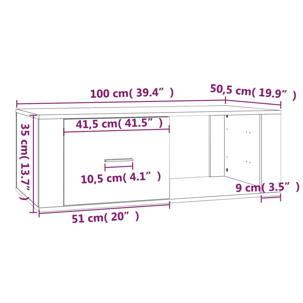 Coffee Table Brown Oak 100x50,5x35 cm Engineered Wood