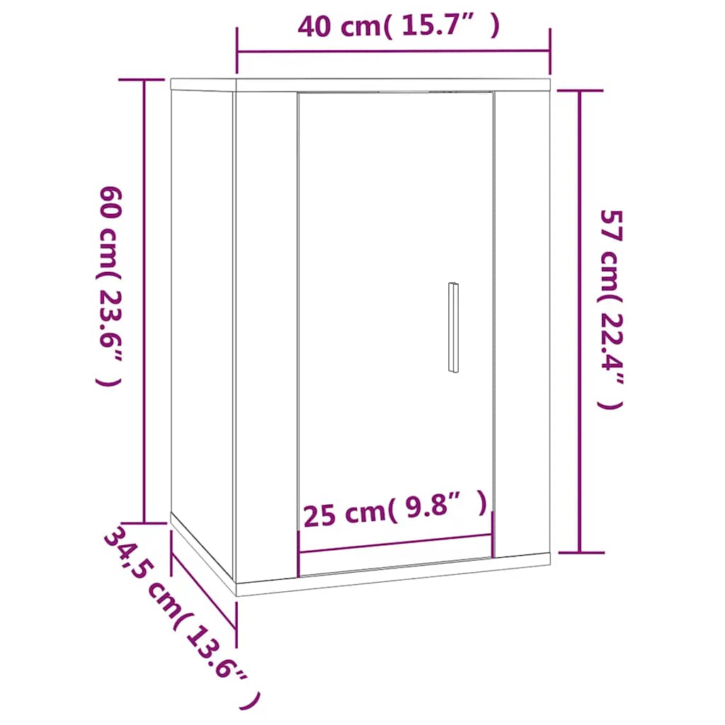 Wall Mounted TV Cabinet Black 40x34,5x60 cm