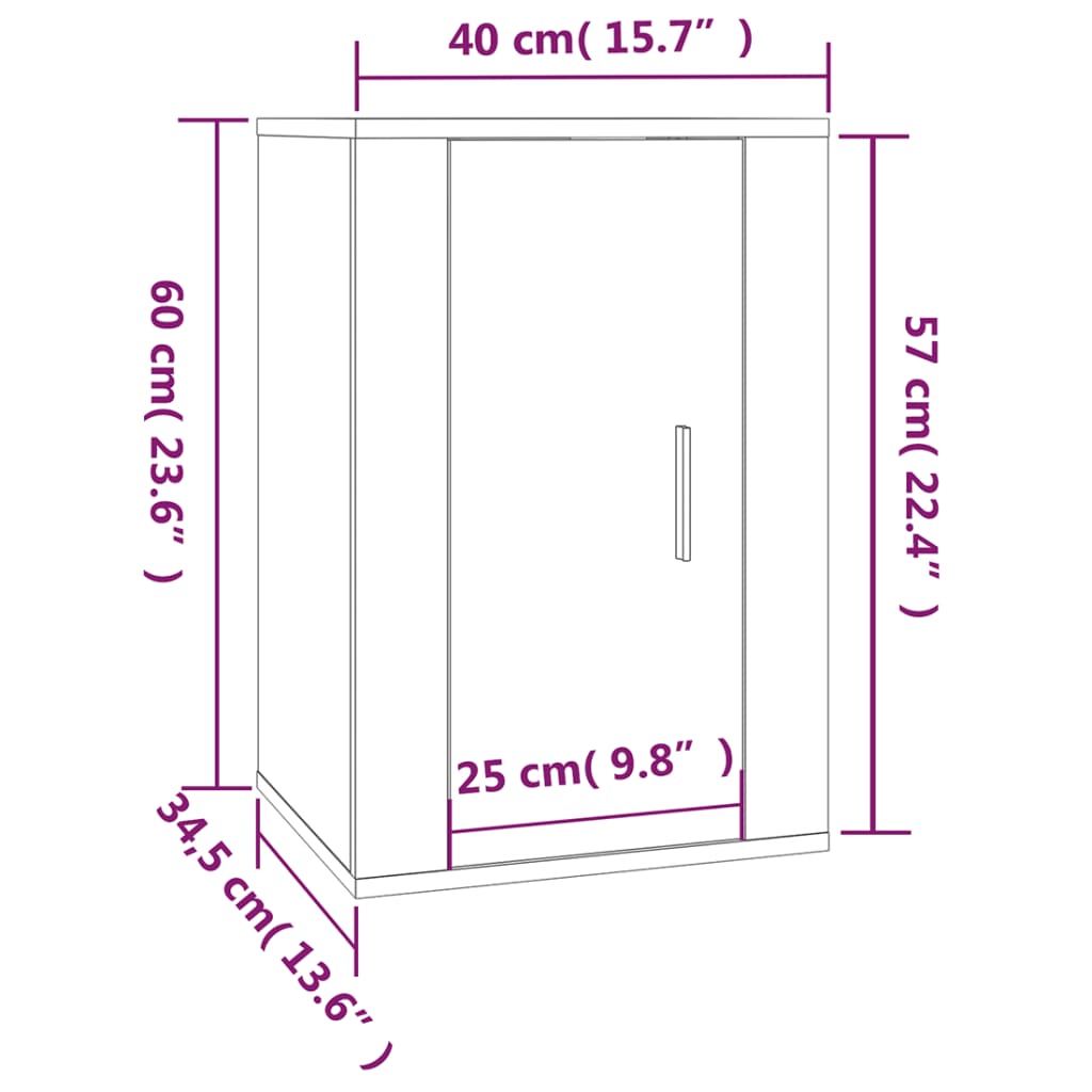Wall Mounted TV Cabinet Brown Oak 40x34,5x60 cm