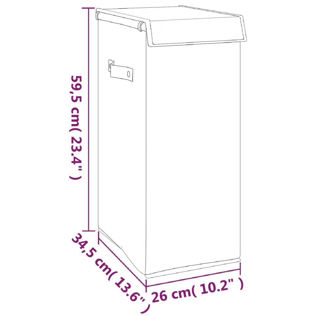 Foldable Laundry Hamper Grey 26x34,5x59,5 cm Faux Linen Fabric