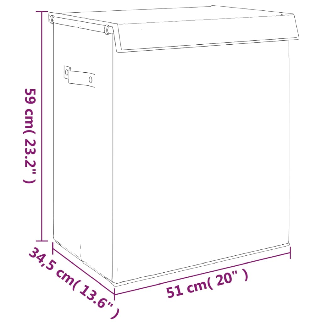Foldable Laundry Hamper Grey 51x34,5x59 cm Faux Linen Fabric
