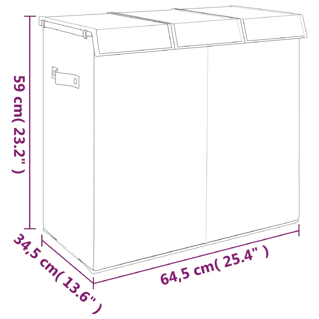 Foldable Laundry Hamper Grey 64,5x34,5x59 cm Faux Linen Fabric
