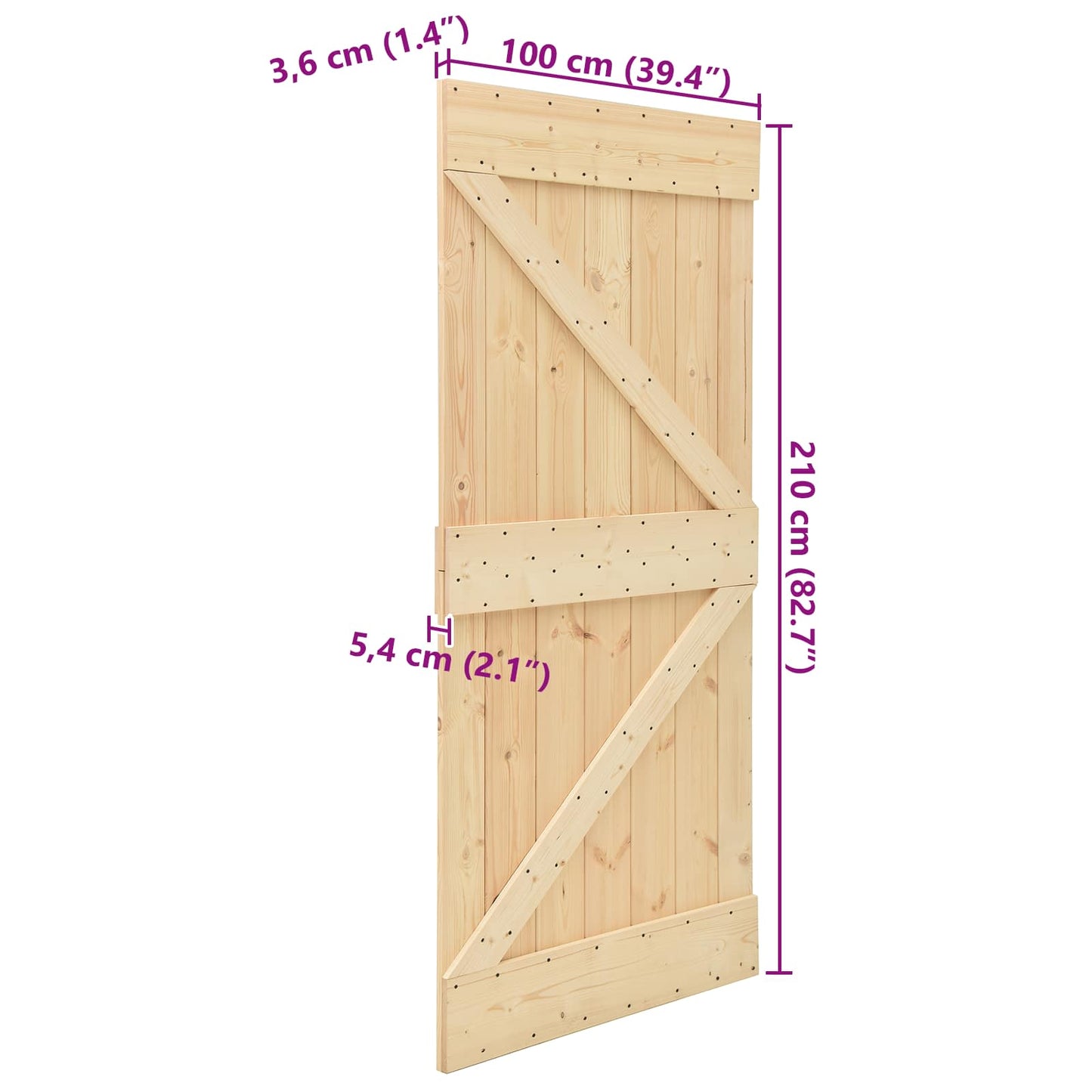 Door NARVIK Natural 100 x 210 cm Solid Pine Wood