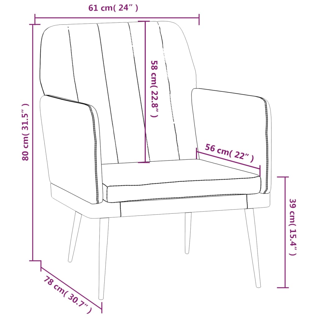 Armchair Grey 61x78x80 cm Faux Leather