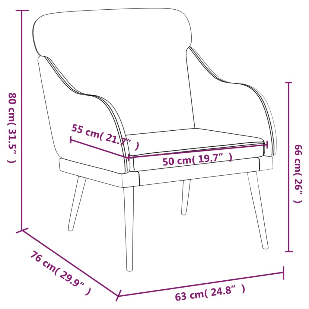 Armchair Cream 63x76x80 cm Faux Leather