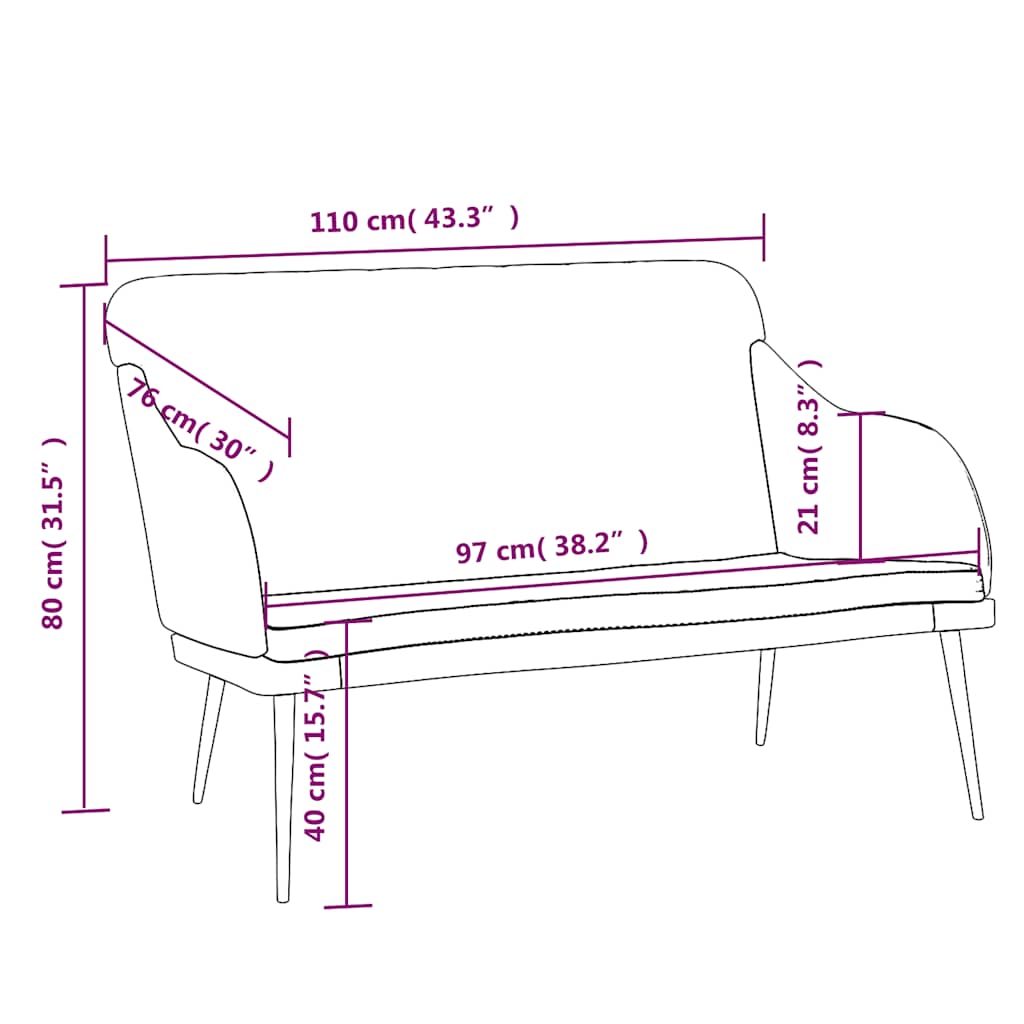 Bench Yellow 110x76x80 cm Velvet