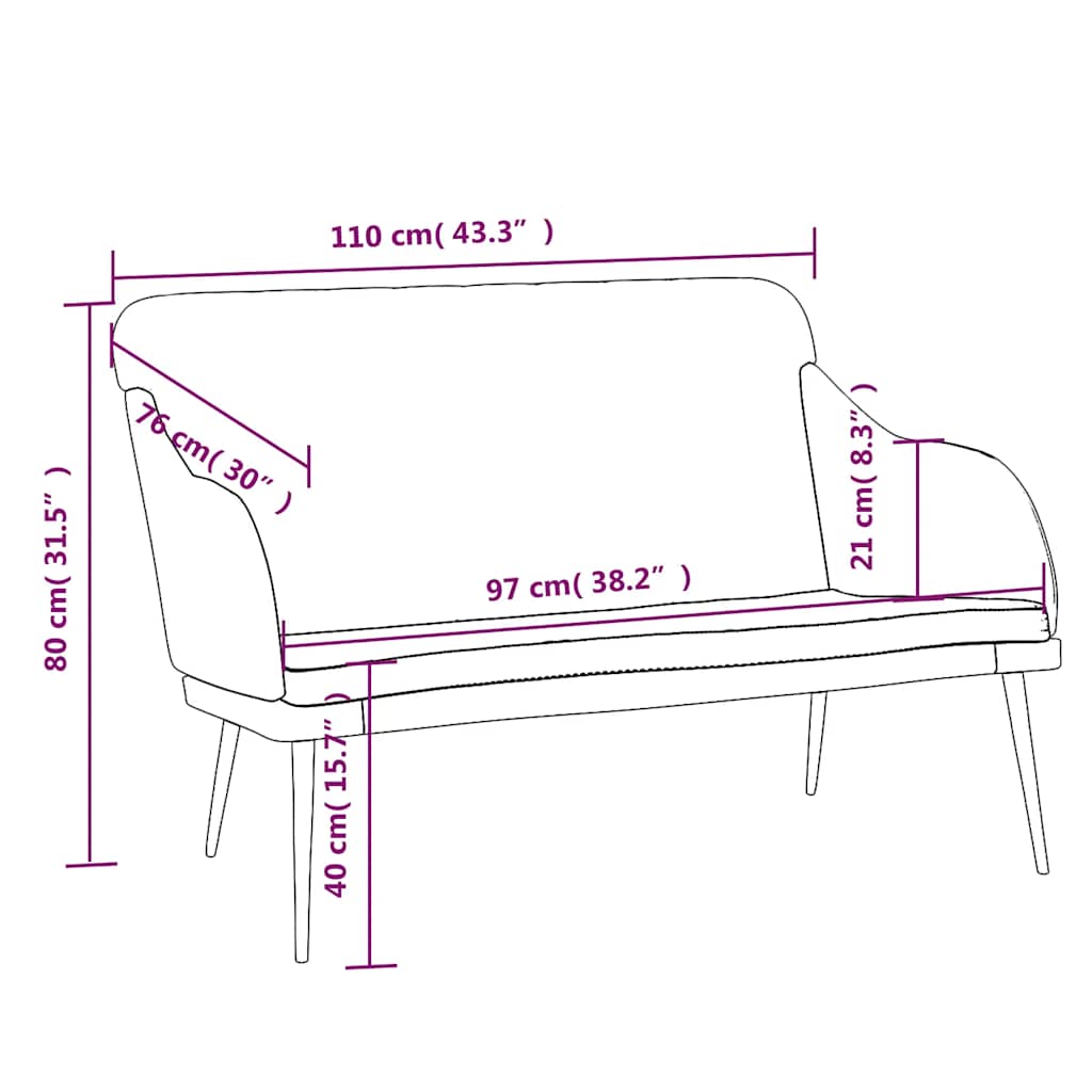 Bench Cream 110x76x80 cm Velvet