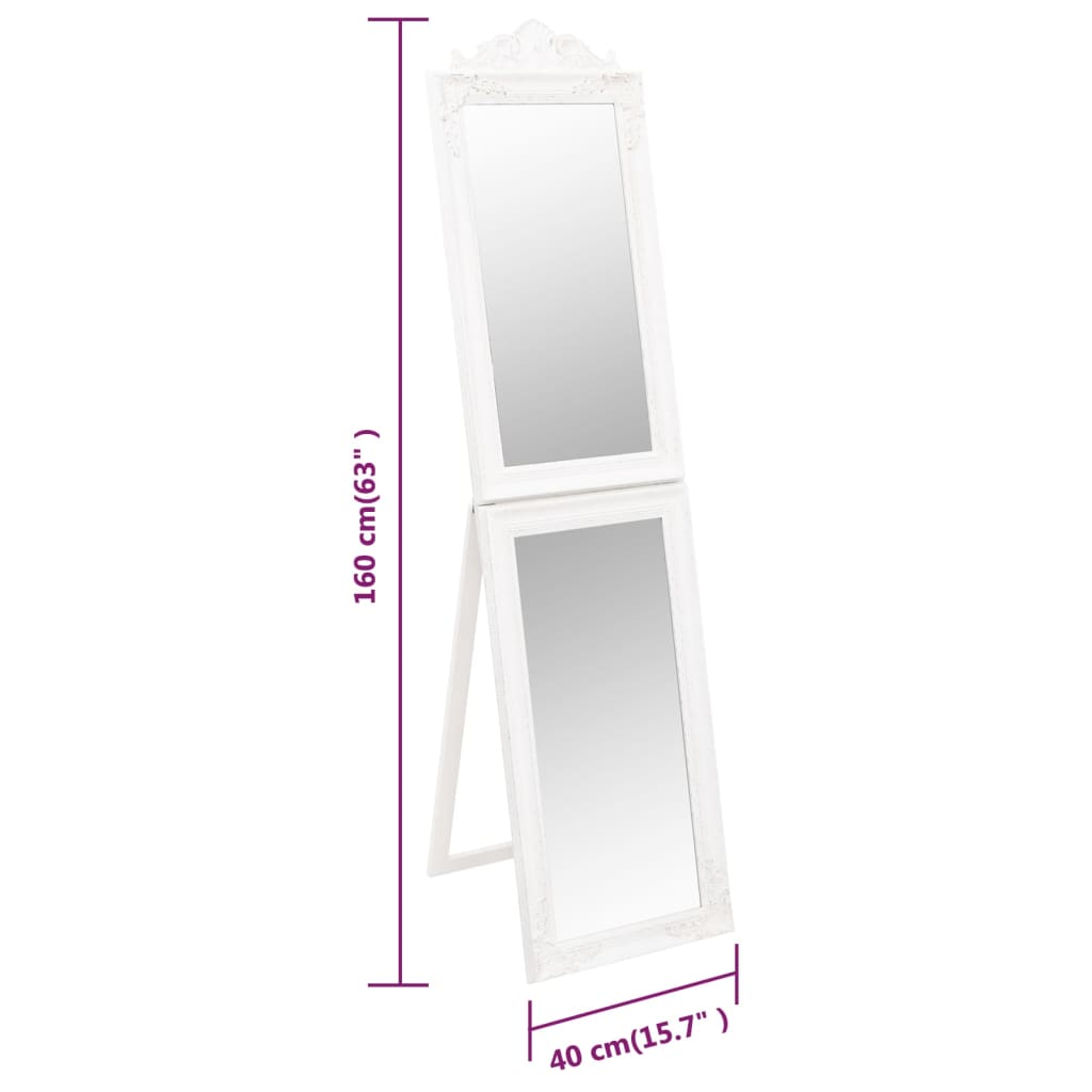 Free-Standing Mirror White 40x160 cm