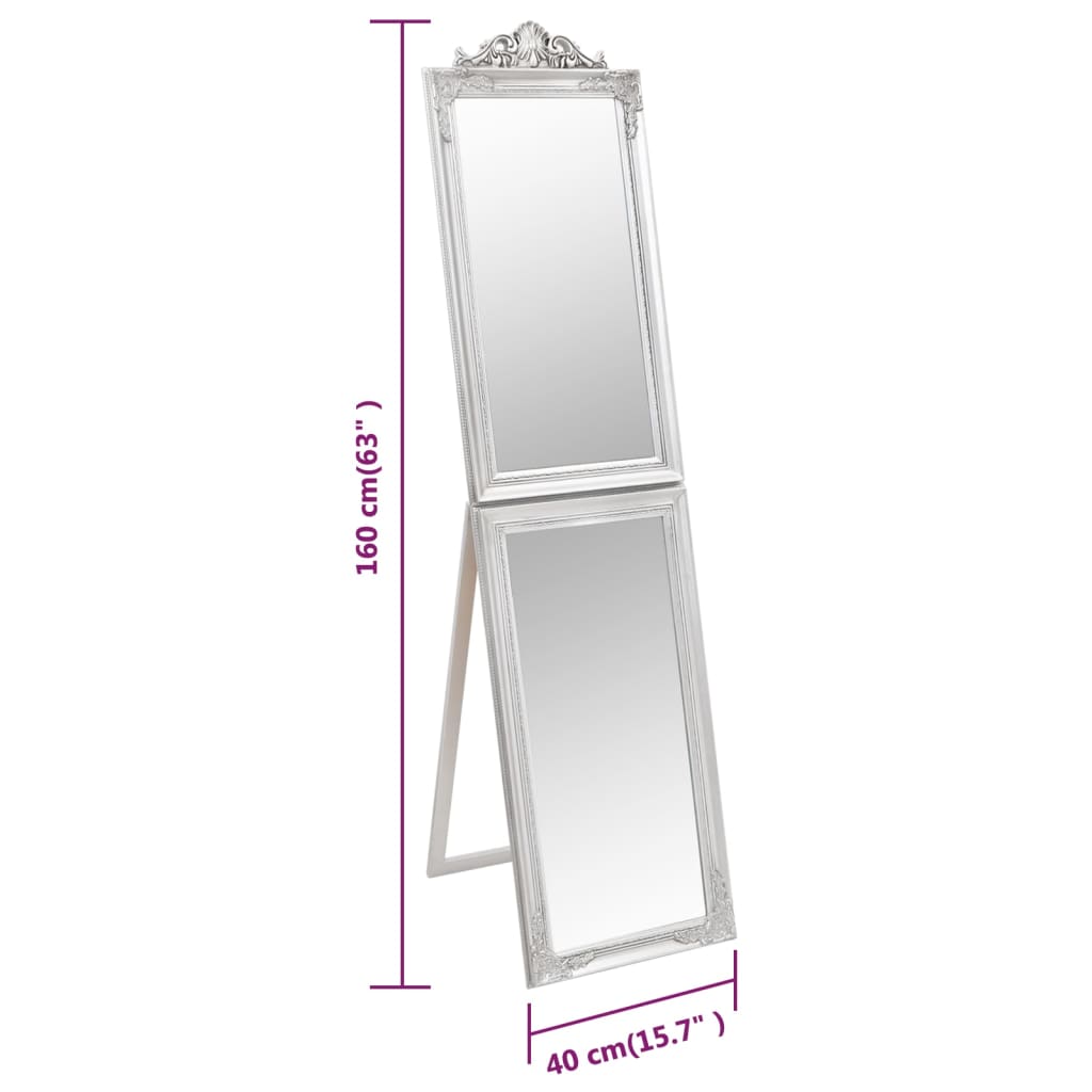 Free-Standing Mirror Silver 40x160 cm