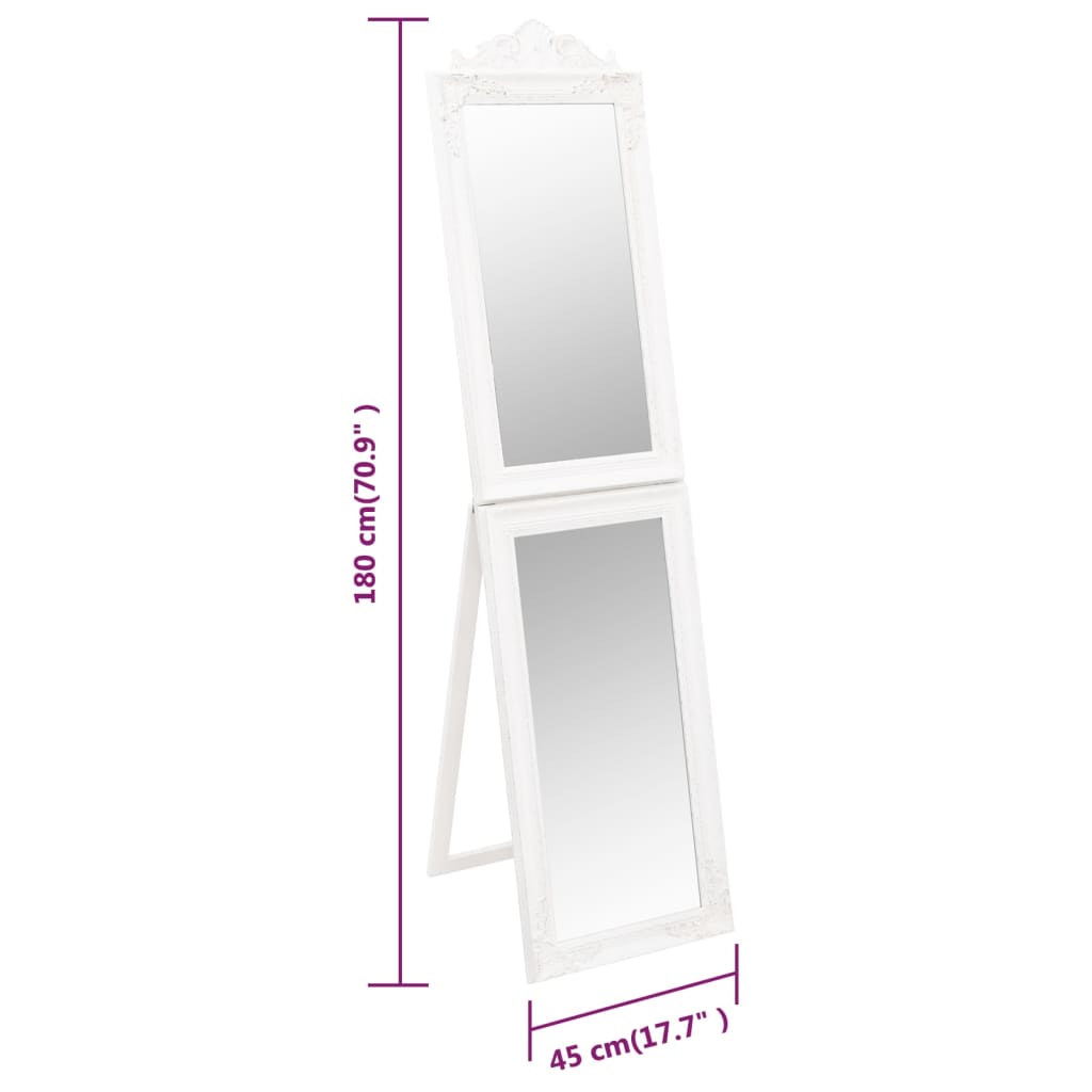 Free-Standing Mirror White 45x180 cm
