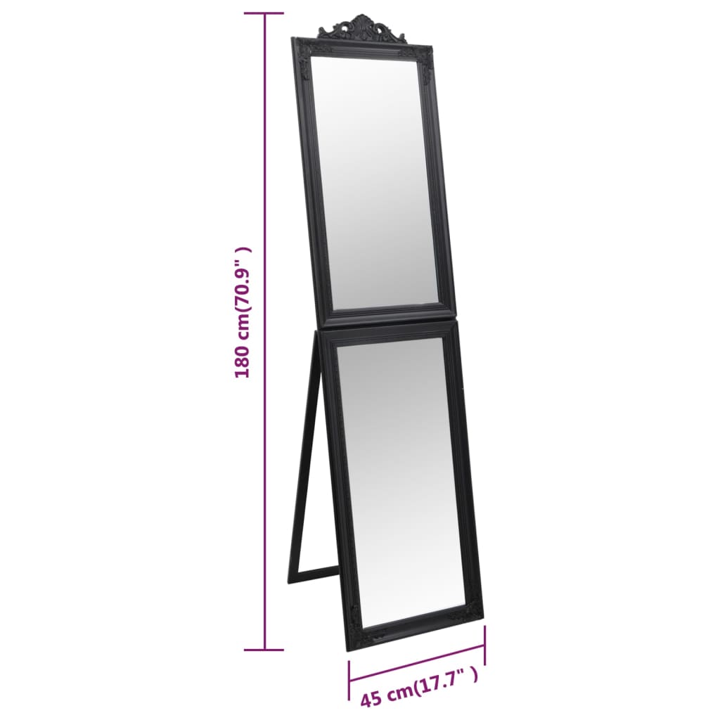 Free-Standing Mirror Black 45x180 cm