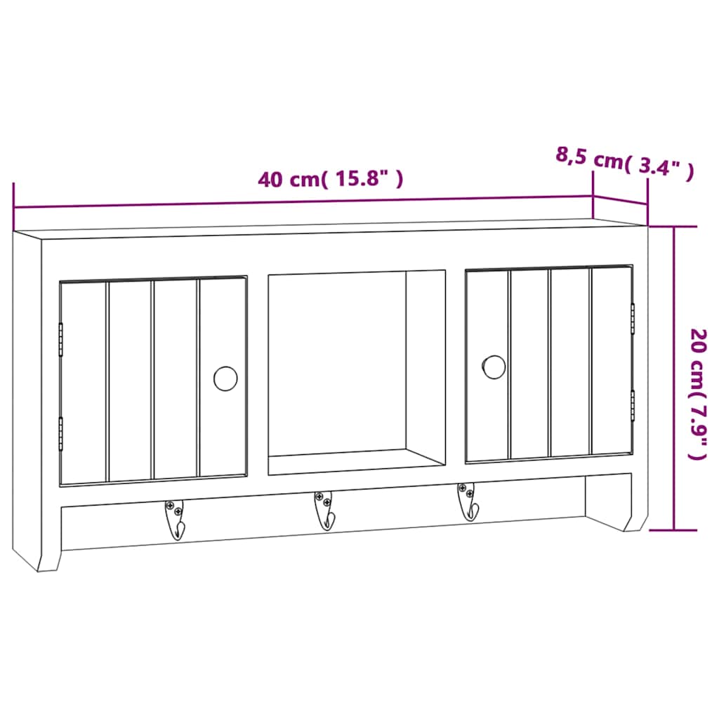Key Cabinet White 40x8,5x20 cm Engineered Wood&Steel