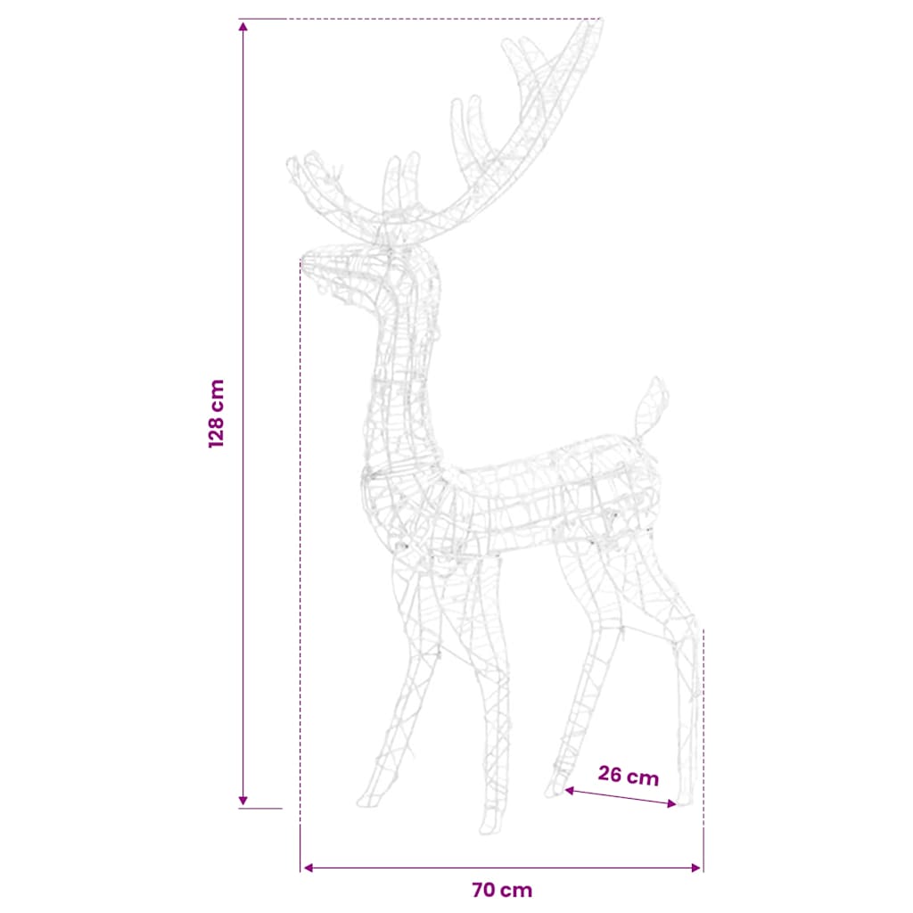 Acrylic Reindeer Christmas Decorations 2 pcs 128cm Multicolour