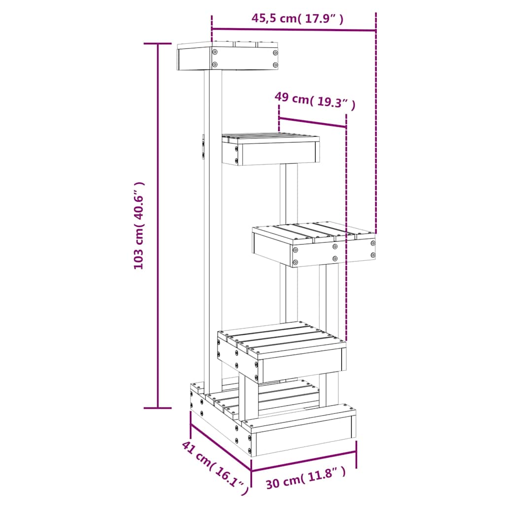 Cat Tree 45,5x49x103 cm Solid Wood Pine