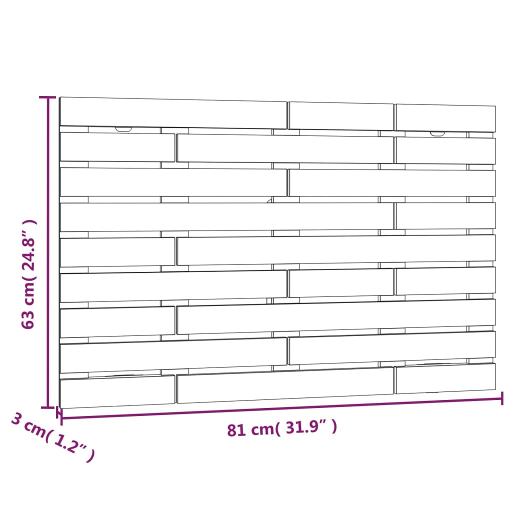 Wall Headboard Black 81x3x63 cm Solid Wood Pine