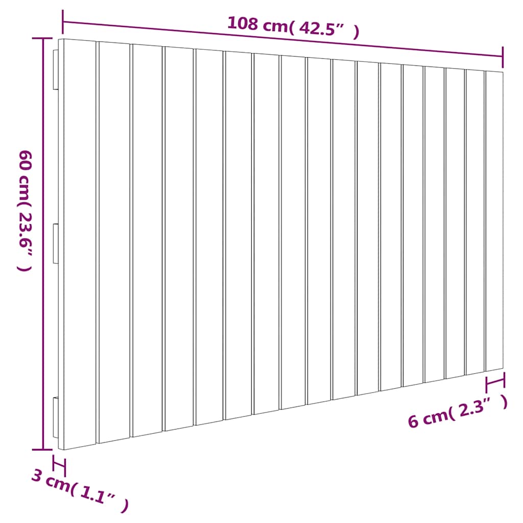 Wall Headboard White 108x3x60 cm Solid Wood Pine
