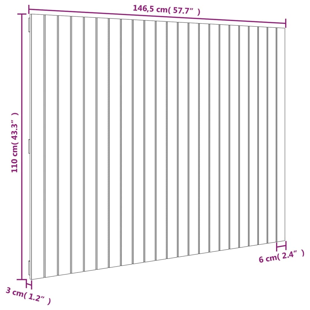 Wall Headboard White 146.5x3x110 cm Solid Wood Pine