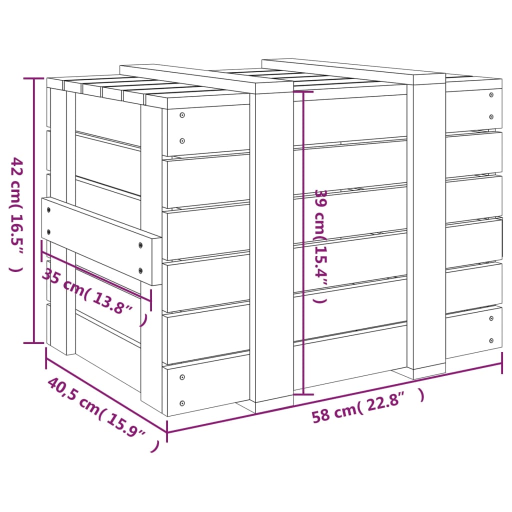Storage Box Black 58x40,5x42 cm Solid Wood Pine