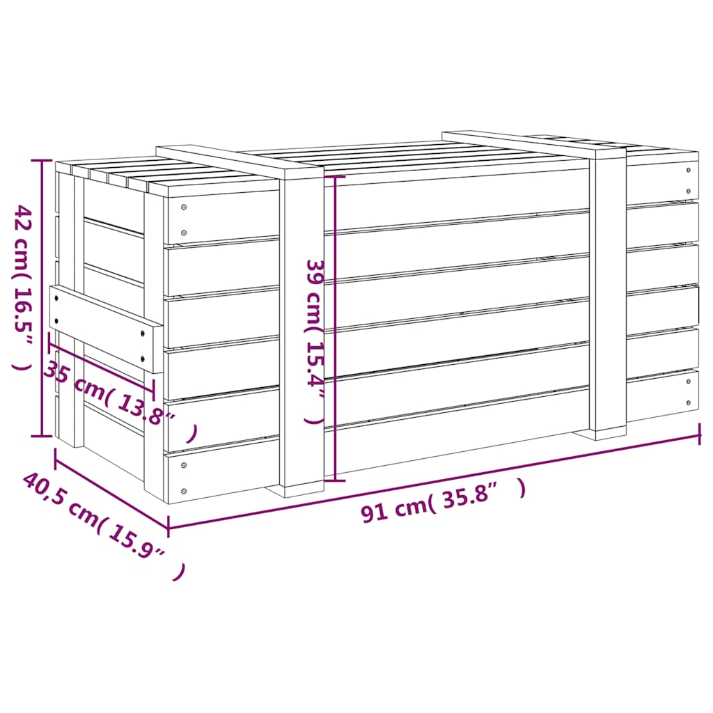 Storage Box 91x40,5x42 cm Solid Wood Pine
