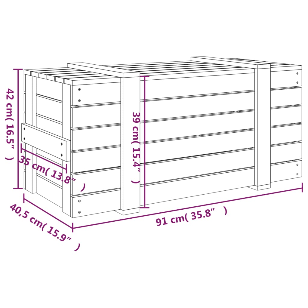 Storage Box White 91x40,5x42 cm Solid Wood Pine