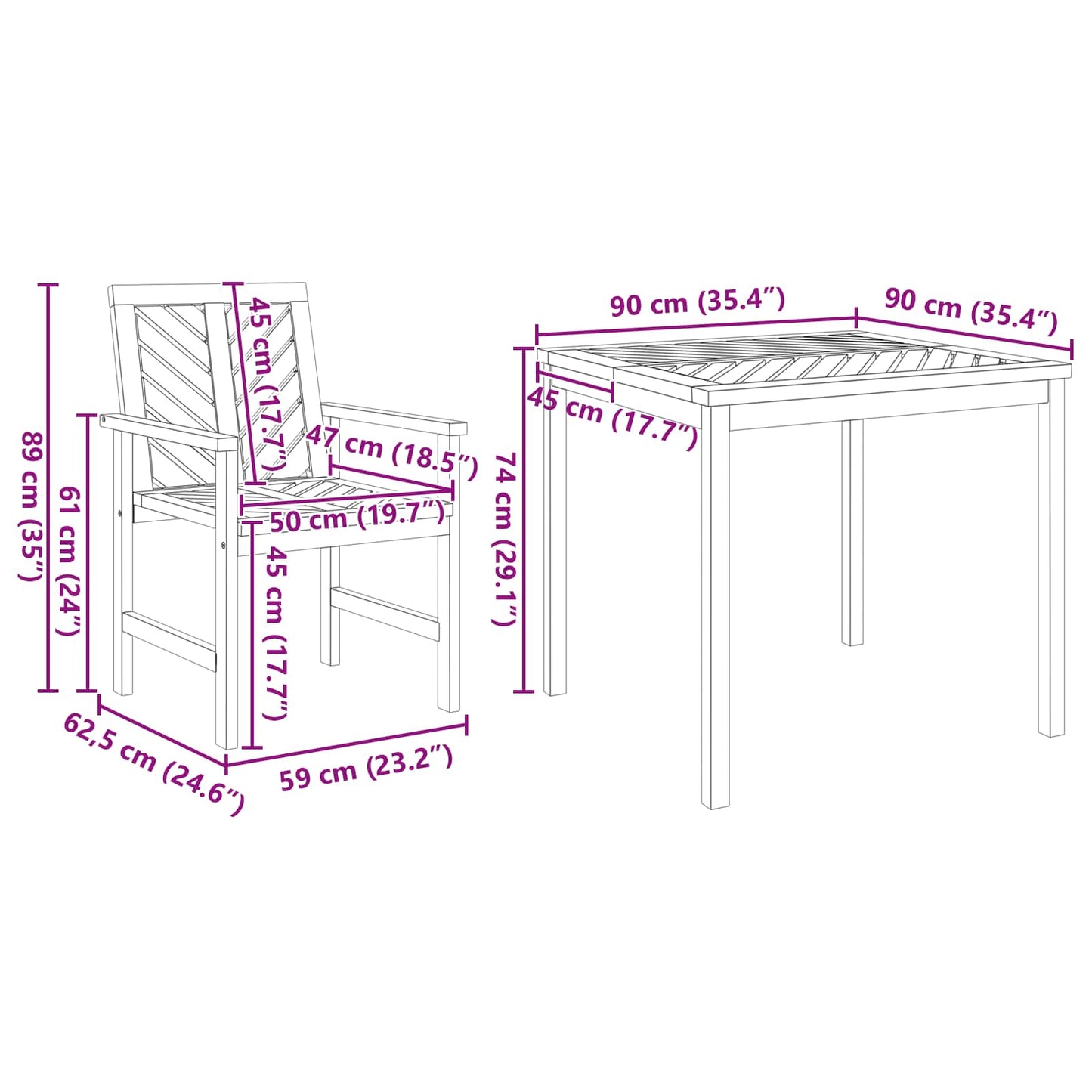 Garden Dining Set 3 pcs Brown Solid Acacia Wood