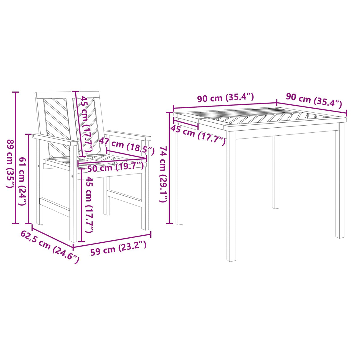 Garden Dining Set 5 pcs Brown Solid Acacia Wood