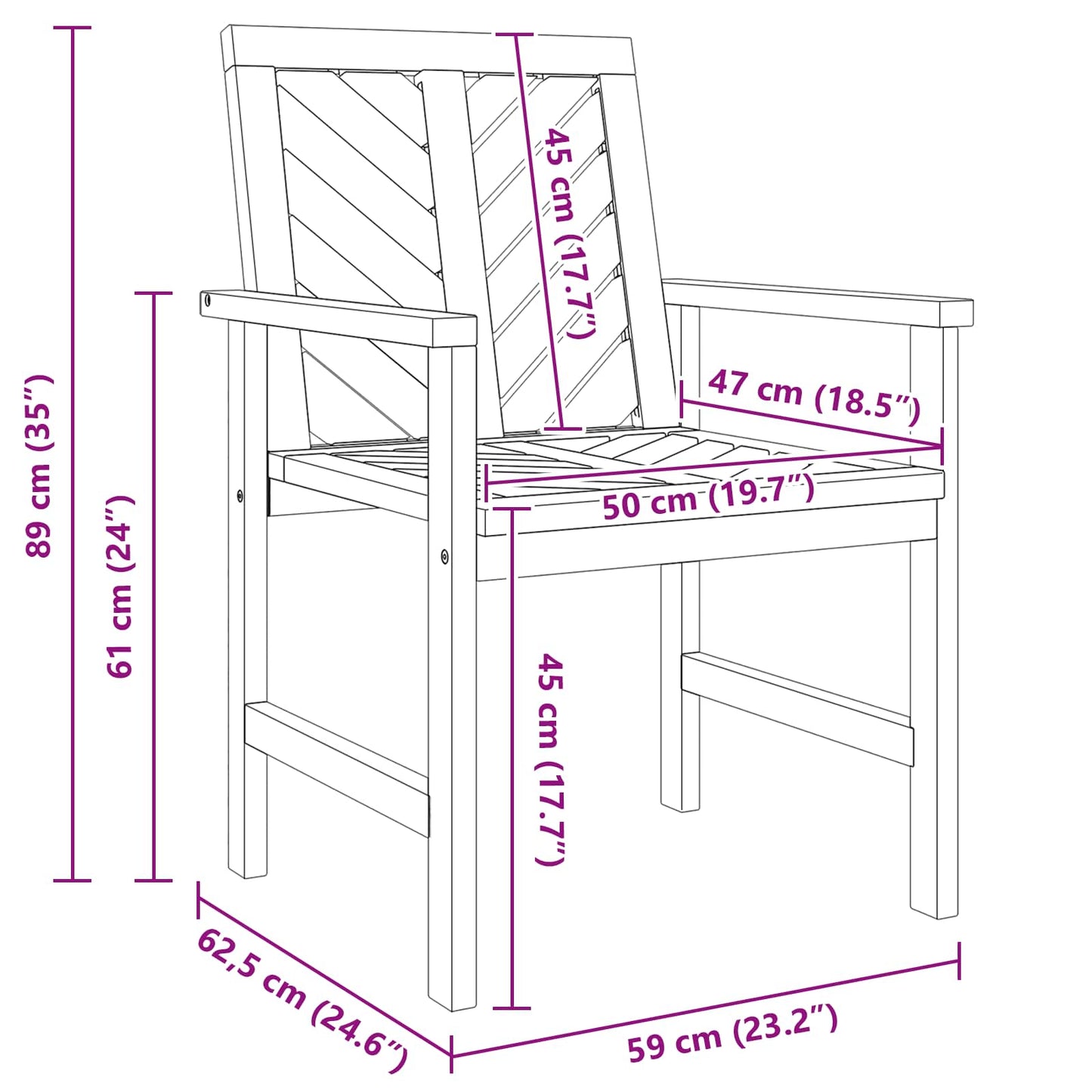 Dining Chair 6 pcs Natural 62.5 x 59 x 89 cm Solid Acacia Wood