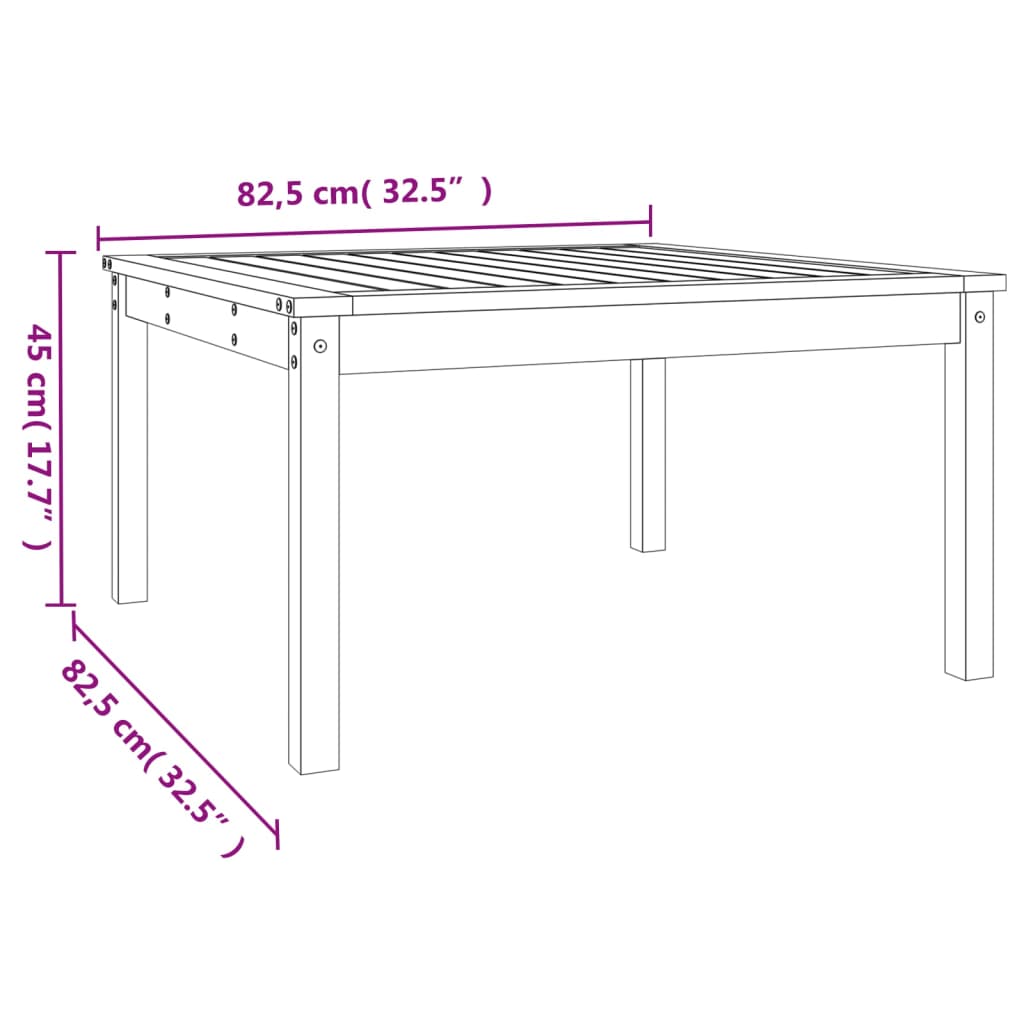 Garden Table 82,5x82,5x45 cm Solid Wood Douglas