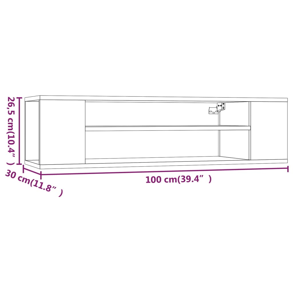 Hanging TV Cabinet Grey Sonoma 100x30x26,5 cm Engineered Wood