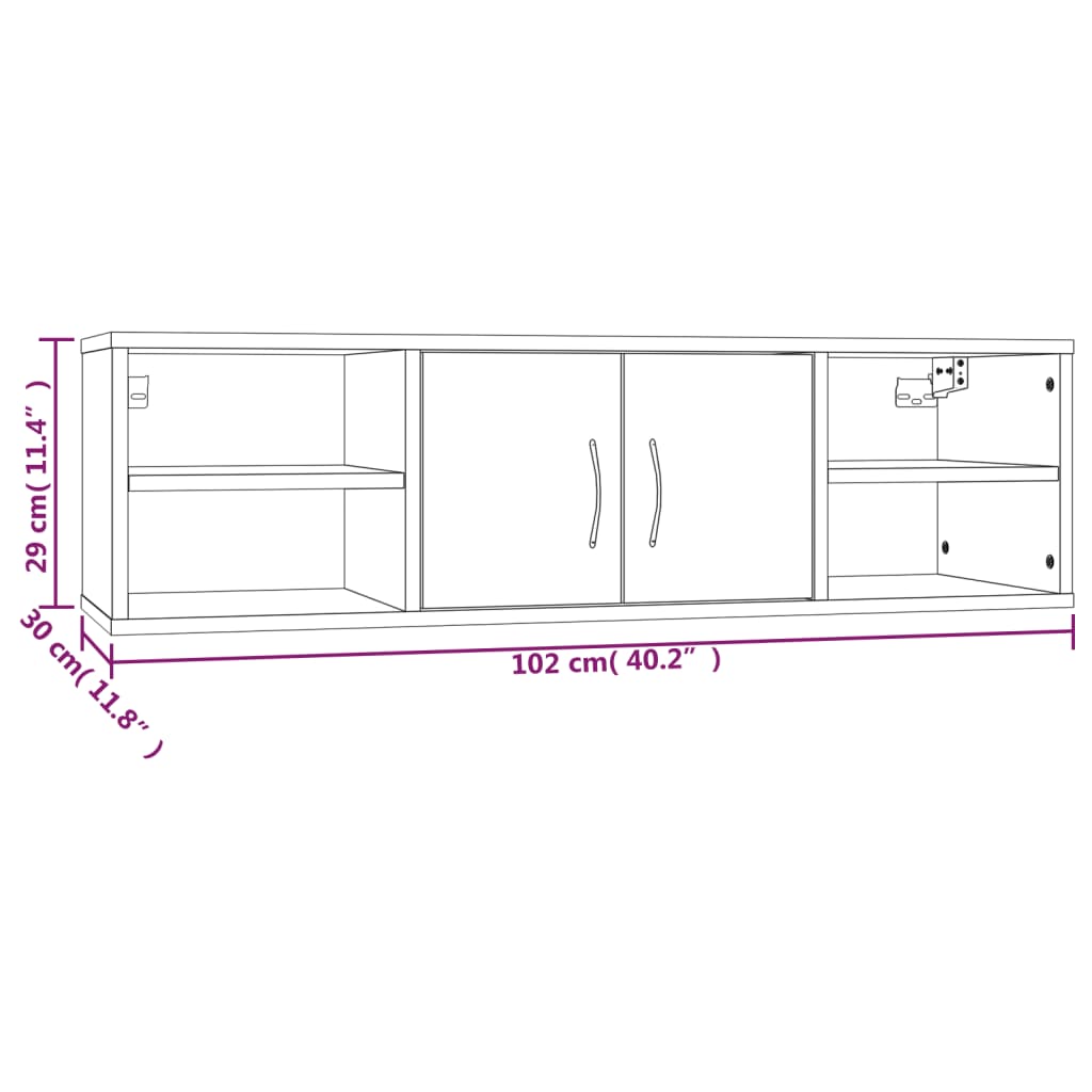 Wall Shelf Grey Sonoma 102x30x29 cm Engineered Wood
