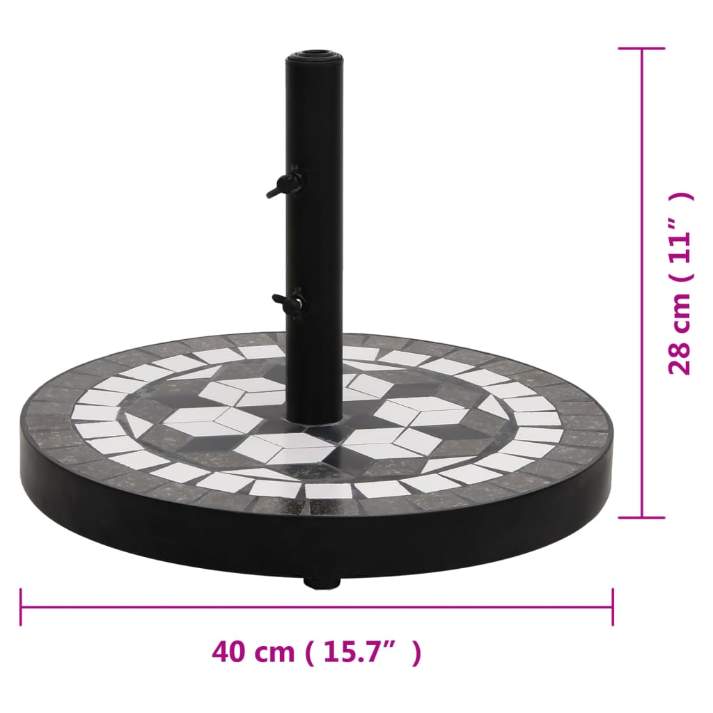 vidaXL Parasol Base Black and White Round 12 kg
