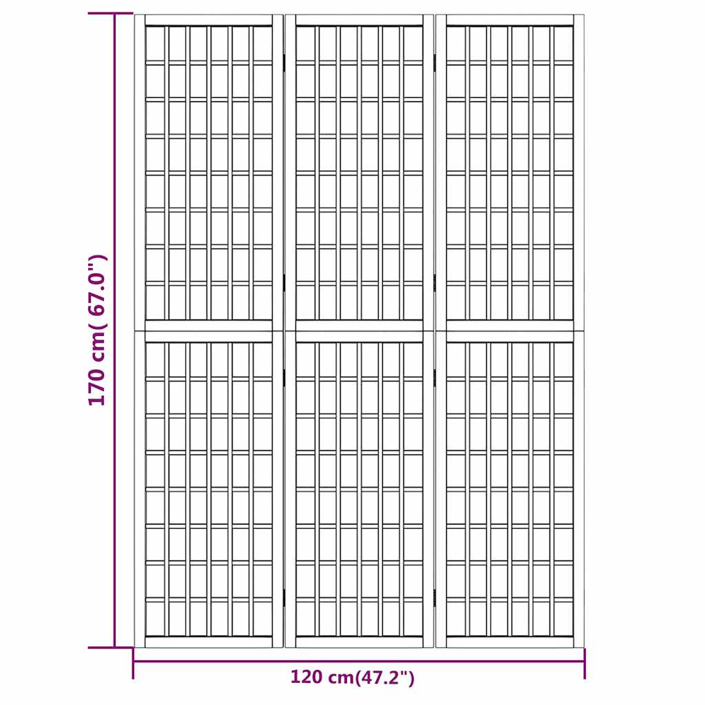 Folding 3-Panel Room Divider Japanese Style 120x170 cm Black