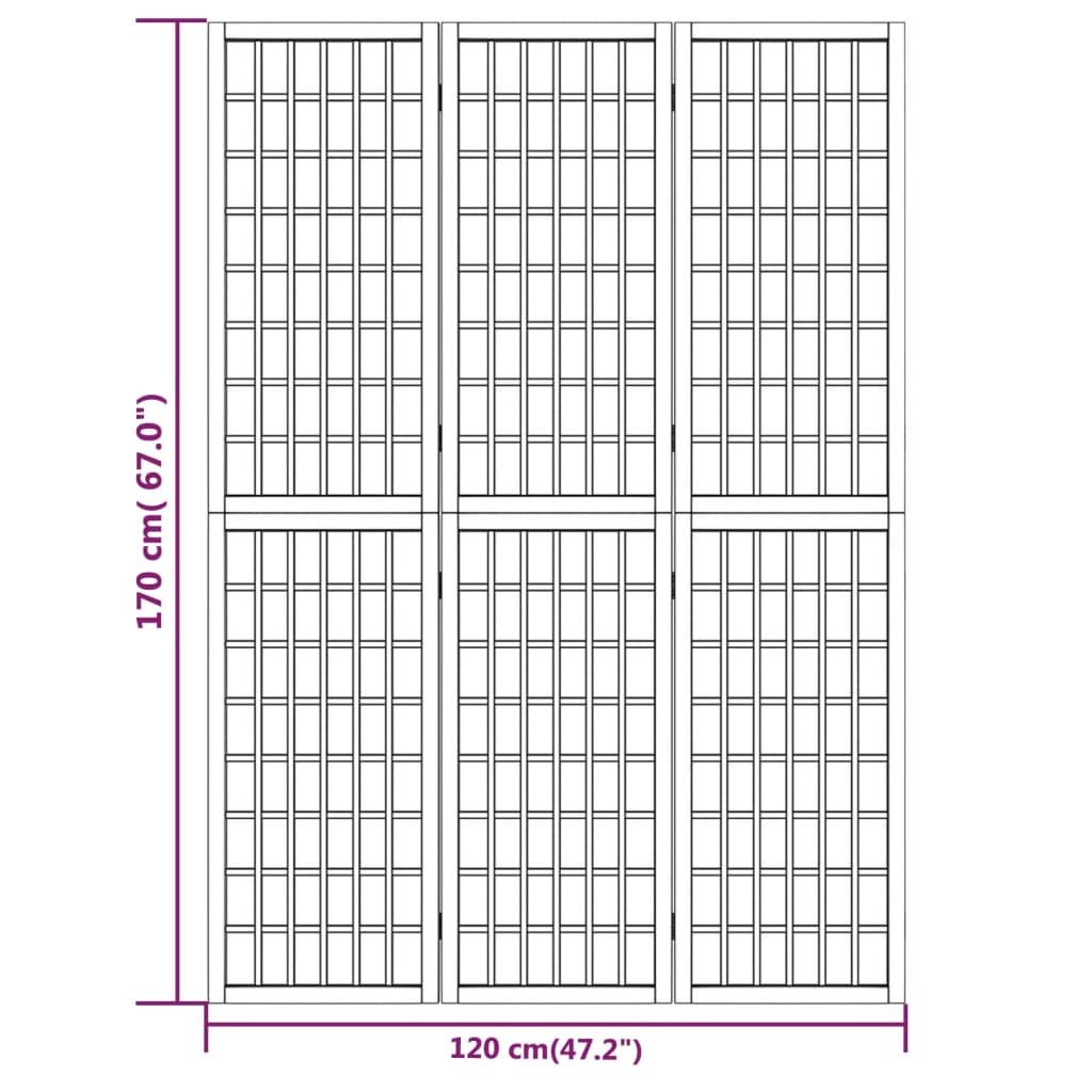 Folding 3-Panel Room Divider Japanese Style 120x170 cm