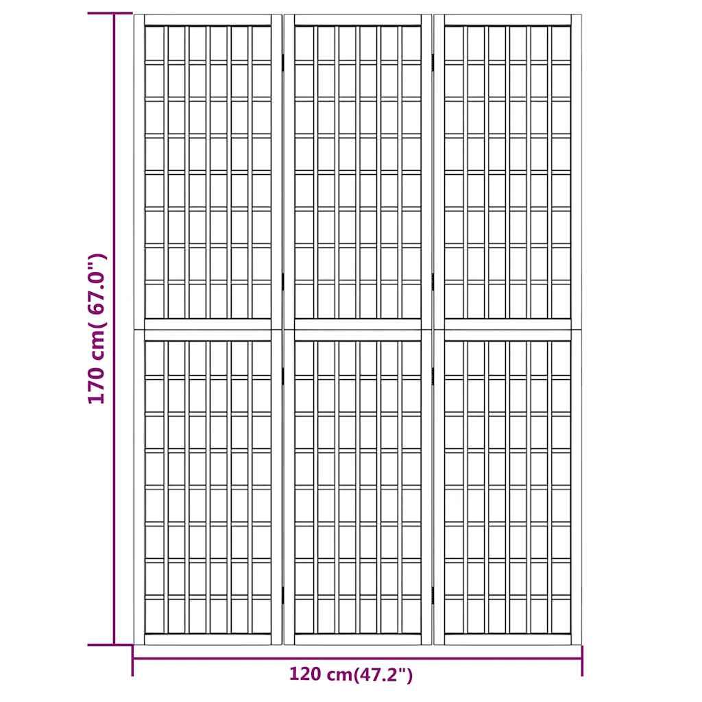 Folding 3-Panel Room Divider Japanese Style 120x170 cm White