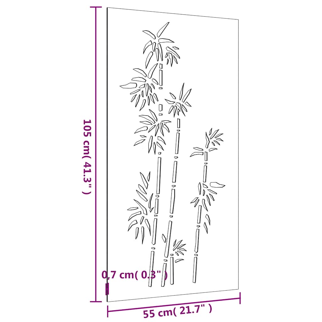 Garden Wall Decoration 105x55 cm Corten Steel Bamboo Design
