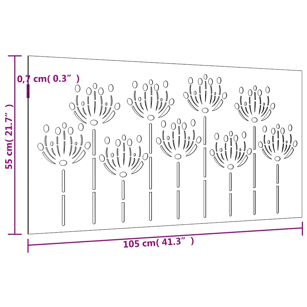 824499 vidaXL Garden Wall Decoration 105x55 cm Corten Steel Flower Design