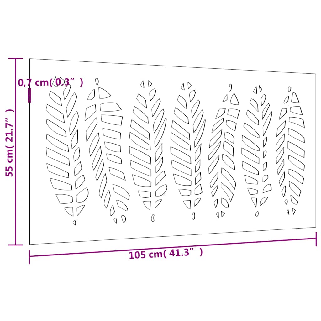 824500 vidaXL Garden Wall Decoration 105x55 cm Corten Steel Leaf Design