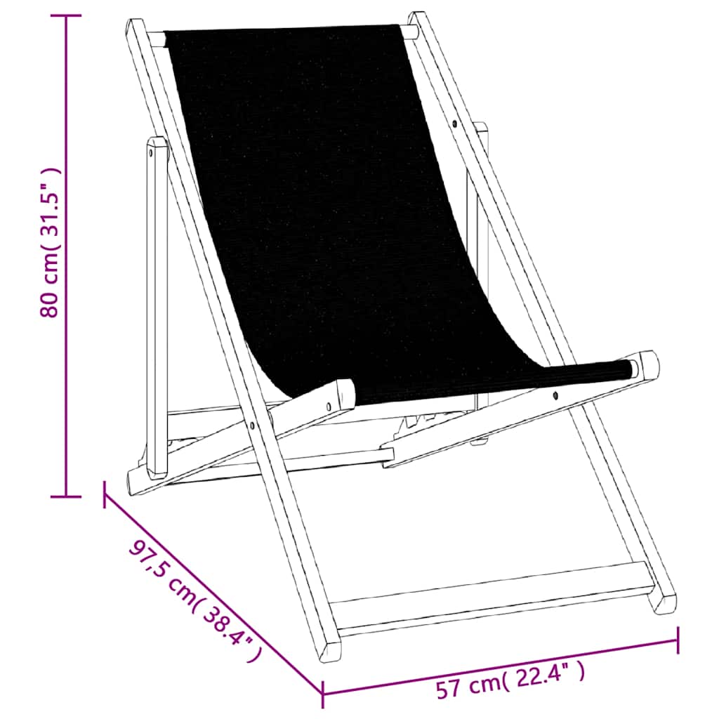 Folding Chairs 2 pcs Black Aluminium and Textilene