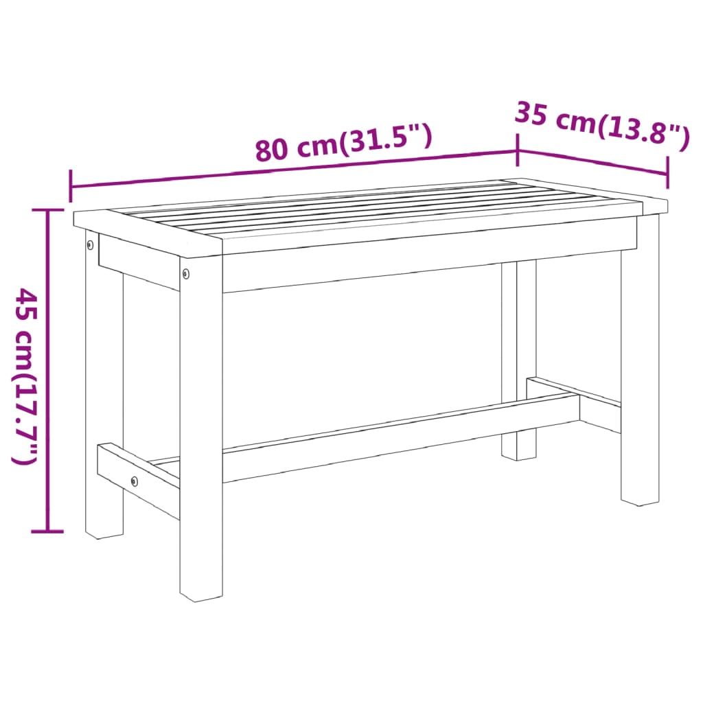 Garden Bench 80x35x45 cm Solid Wood Acacia