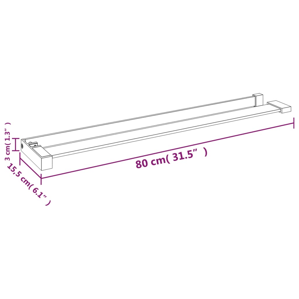 Shower Shelf for Walk-in Shower Wall Black 80 cm Aluminium