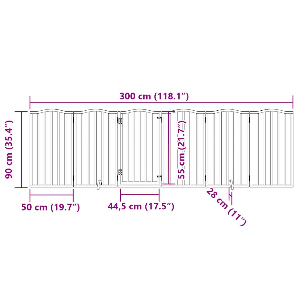 Dog Gate with Door Foldable 6 Panels Brown Oak 300 cm Poplar Wood