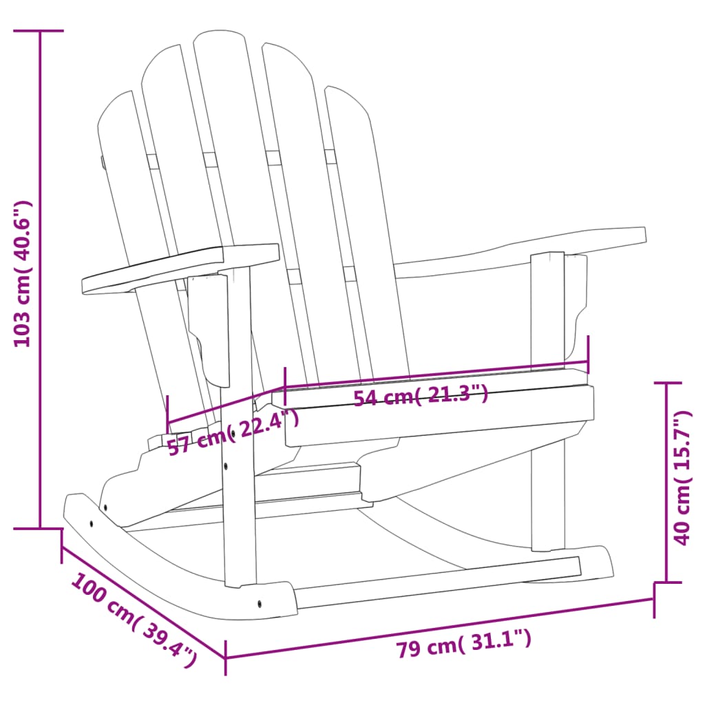 Garden Adirondack Rocking Chair 79x100x103 cm Solid Wood Teak