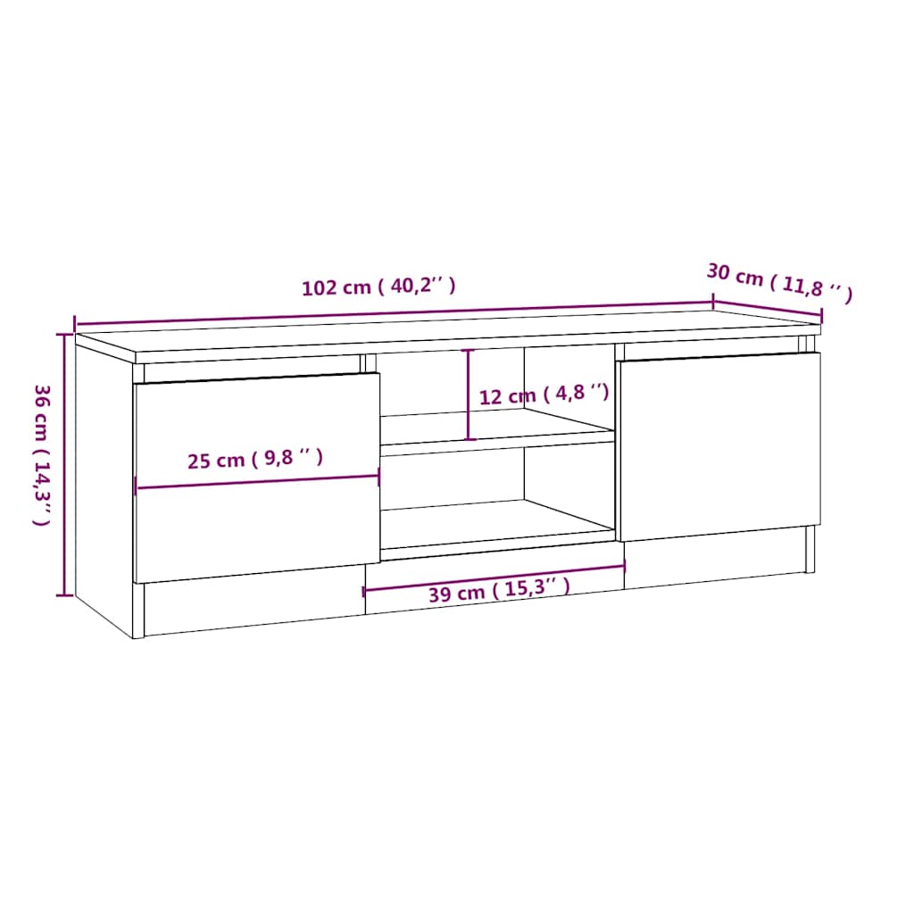 TV Cabinet with Door Grey Sonoma 102x30x36 cm