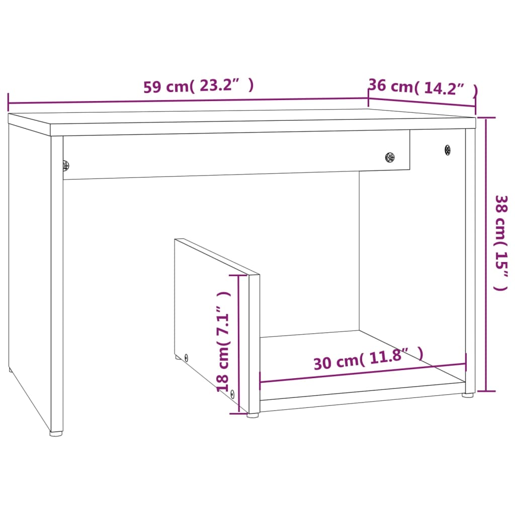 Side Table Grey Sonoma 59x36x38 cm Engineered Wood
