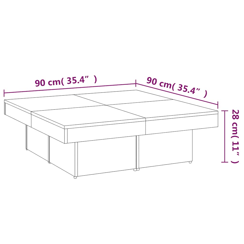 Coffee Table Smoked Oak 90x90x28 cm Engineered Wood