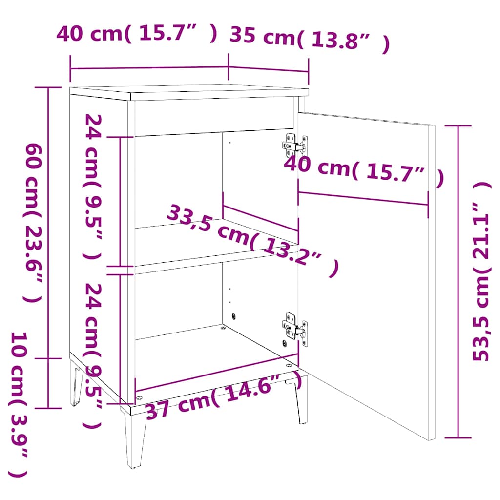 Bedside Cabinets 2 pcs Concrete Grey 40x35x70 cm Engineered Wood